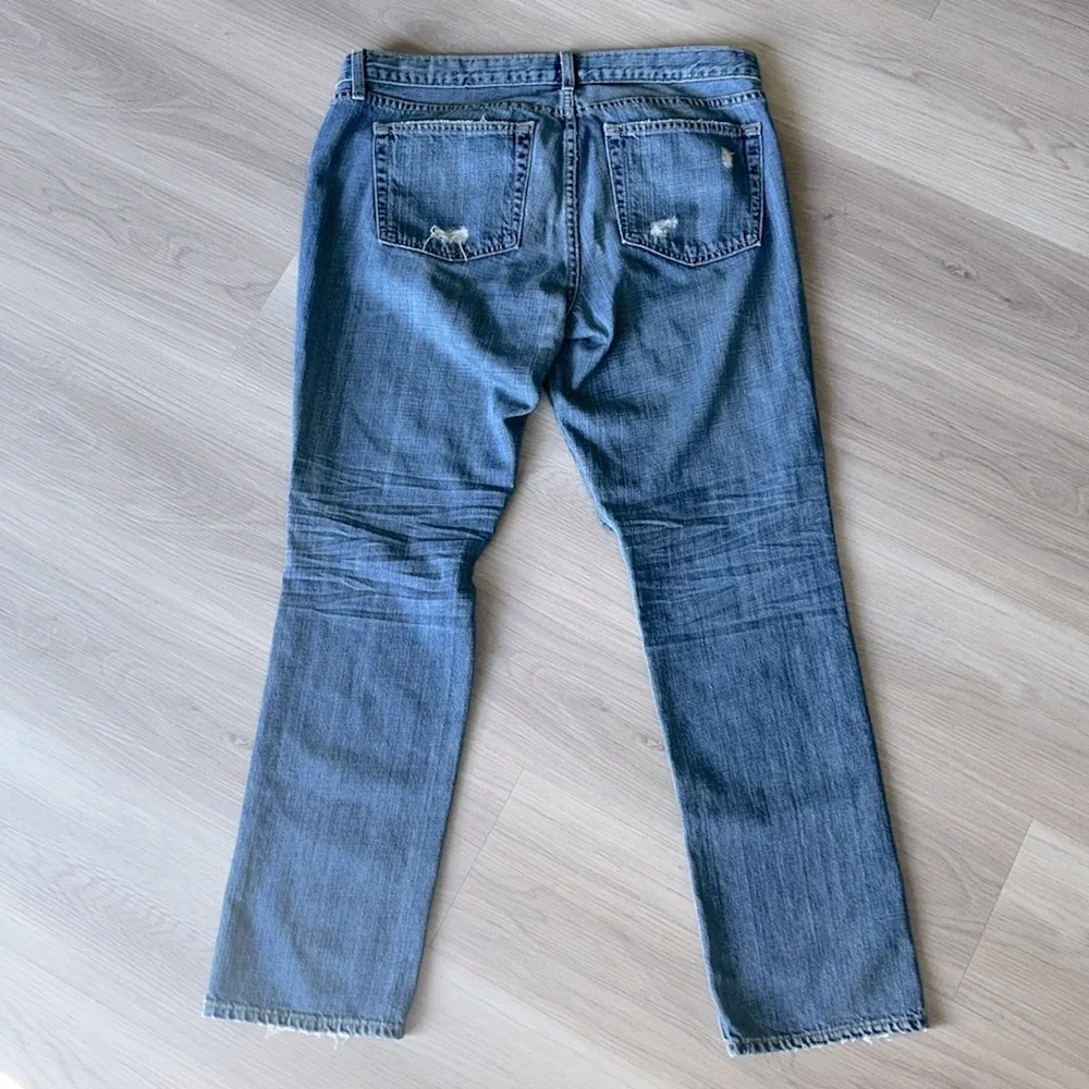 J Crew Vintage Matchstick Straight Leg Blue Jeans 31S Distressed Women’s Denim